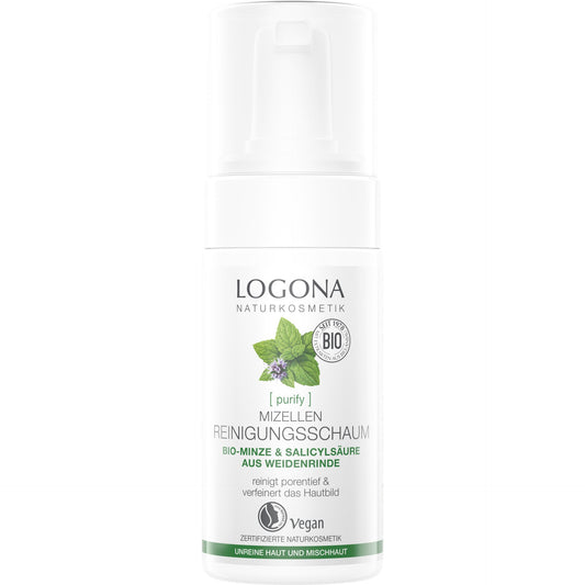 Espuma de Limpeza Purificante Logona com Hortelã Biológica e Ácido Salicílico Orgânico, 100ml