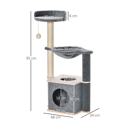 Pawhut Árbol Rascador De Gato Con Hamaca Plataformas Cueva Poste Para Rascar_2