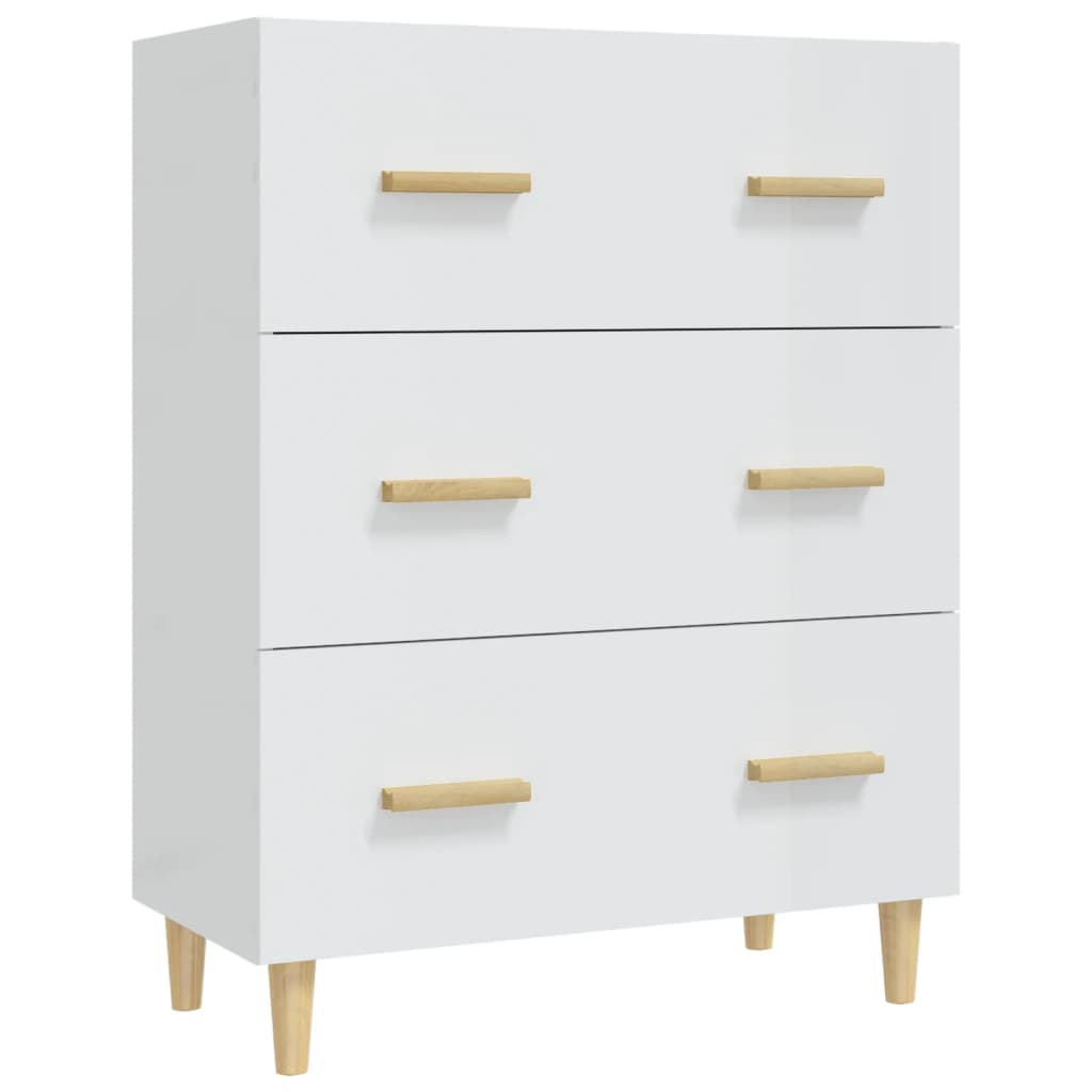 Aparador De Madera Contrachapada Blanco Brillante 70x34x90 Cm / Vetonek_2