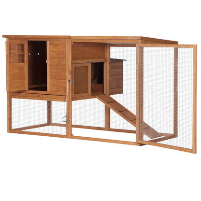 Pawhut Gallinero Exterior De Madera Con Corredor Techo Abatible 168x110.5x101.5_3