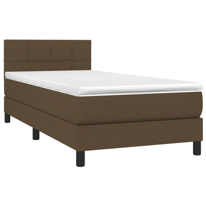 Cama Box Spring Colchón Y Luces Led Tela Marrón Oscuro 80x200cm / Vetonek_1