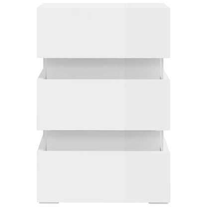 Mesita De Noche Led Madera Ingeniería Blanco Brillo 45x35x67 Cm_3