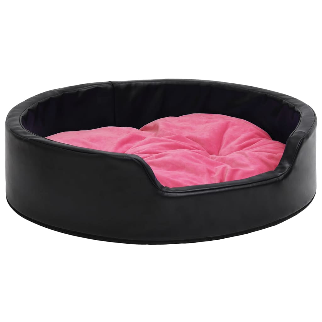 Vidaxl Cama De Perros Felpa Y Cuero Sintético Negro Y Rosa 99x89x21 Cm_0