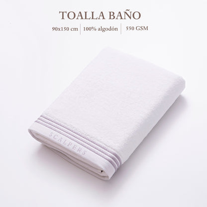 Toalla De Baño 90x150cm 100% Algodón 550gsm Blanco Con Rayas Scalpers Home_1
