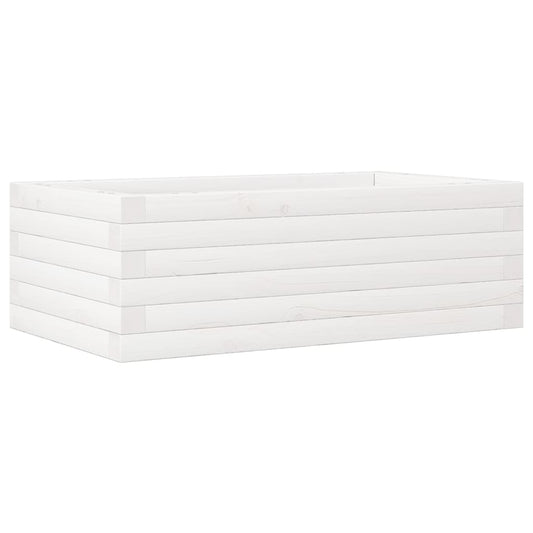 Jardinera De Madera Maciza De Pino Blanca 70x40x23 Cm_0