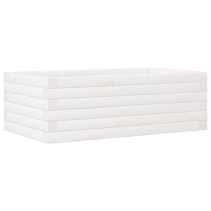 Jardinera De Madera Maciza De Pino Blanca 70x40x23 Cm_0