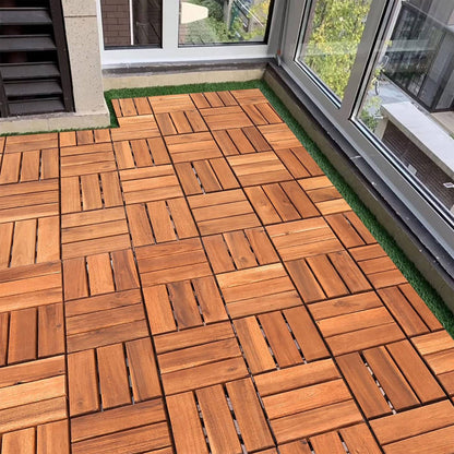Well Home 9 Baldosas De 30x30x0,1cm En Madera De Acacia De Aspecto De Teca_3