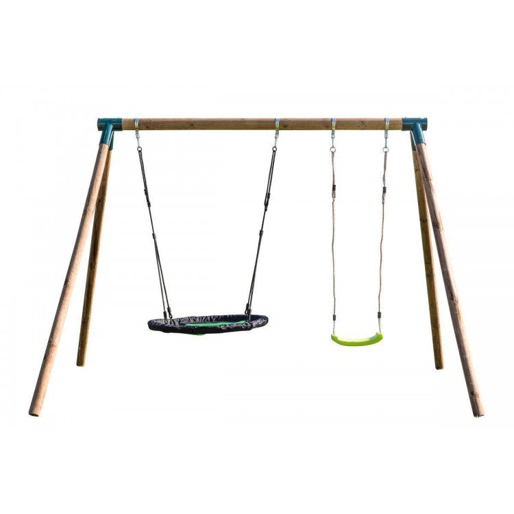 Columpio Doble De Madera Redonda Masgames Doble Plus Xl._0