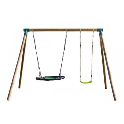 Columpio Doble De Madera Redonda Masgames Doble Plus Xl._0