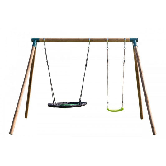 Columpio Doble De Madera Redonda Masgames Doble Plus Xl._0