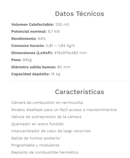 Fabricalor Estufa De Pellets Élite 10 Blanco Ventilada_1