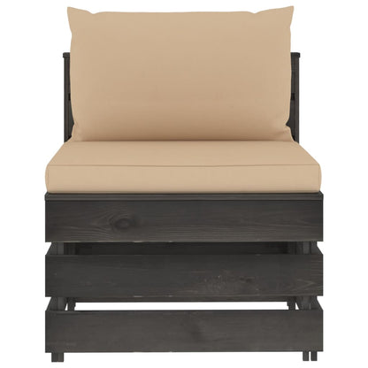 Muebles De Jardín 3 Piezas Con Cojines Madera Impregnada Gris / Vetonek_1