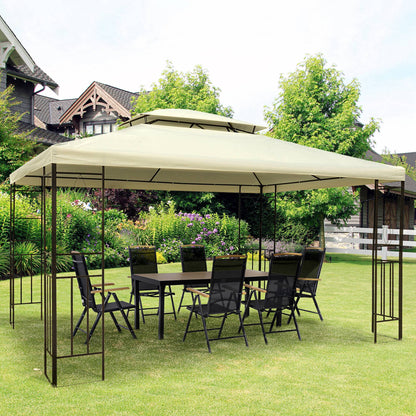Outsunny Carpa 3x4m Estructura Metal Gazebo Cenador Mirador 12m2 Color Crema_1
