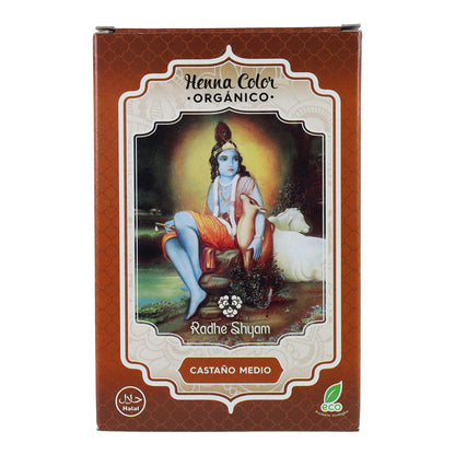 Radhe Shyam Corante Henna Castanho Médio em Pó 100 g