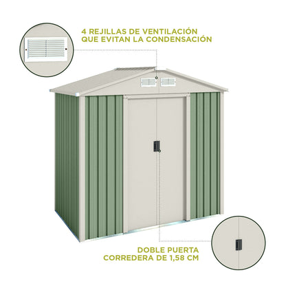 Caseta De Jardín Metálica Nybro 2,43m2 - 10 Años Garantía - 121x201x190cm. Cobertizo Jardin_2