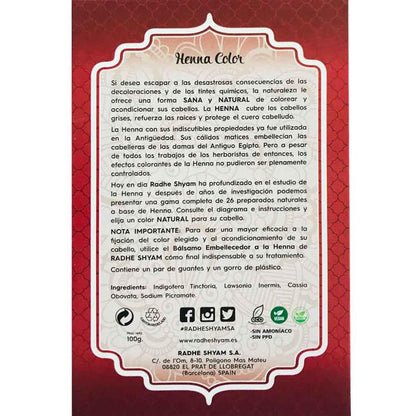 Henna em pó castanha mogno Radhe Shyam 100 g
