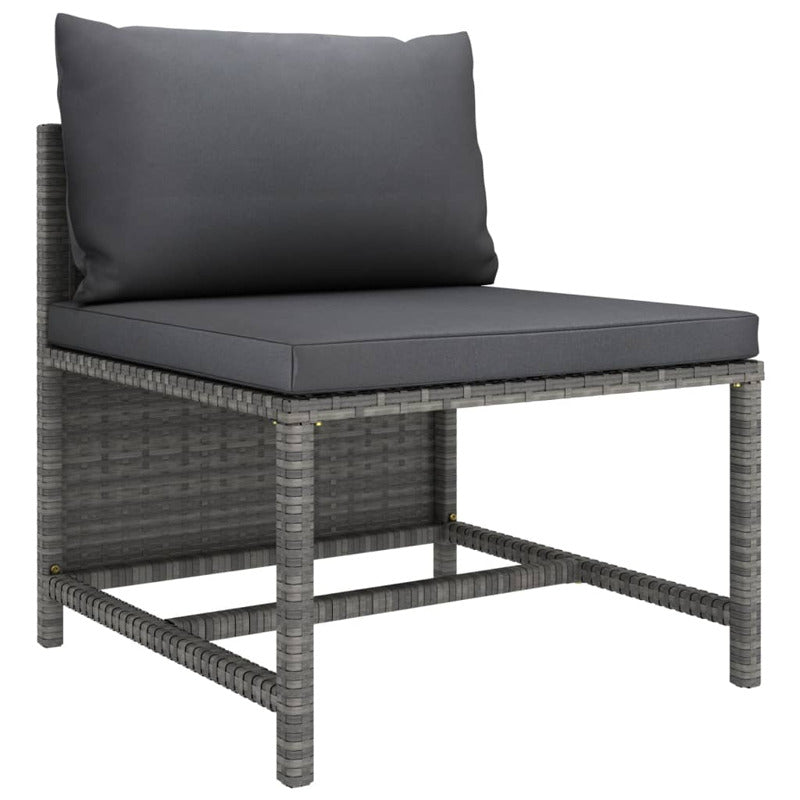 Vidaxl Set De Muebles De Jardín 3 Pzas Y Cojines Ratán Sintético Gris_5