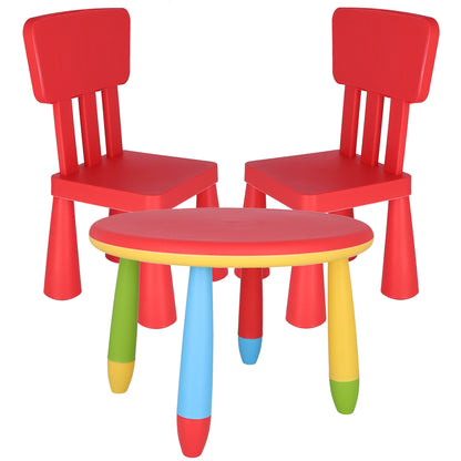 Mesita Infantil Rectangular Roja, Y 2 Sillas_0