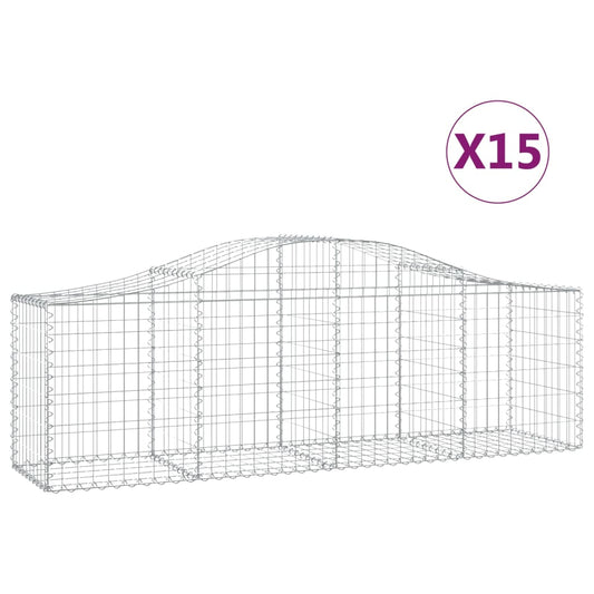 Cestas De Gaviones 15 Uds Forma De Arco Hierro 200x50x60/80 Cm_0