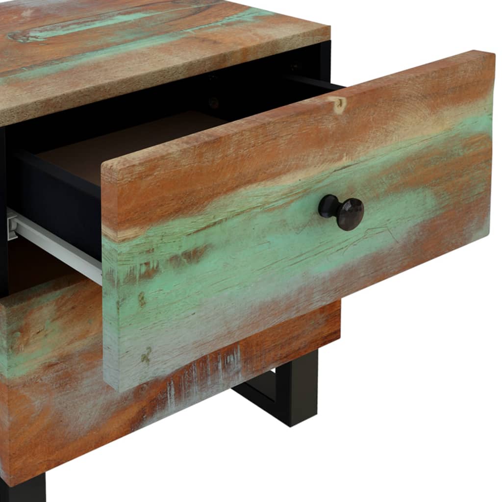 Mesita De Noche De Madera Maciza Reciclada 40x33x46 Cm_4
