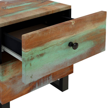Mesita De Noche De Madera Maciza Reciclada 40x33x46 Cm_4