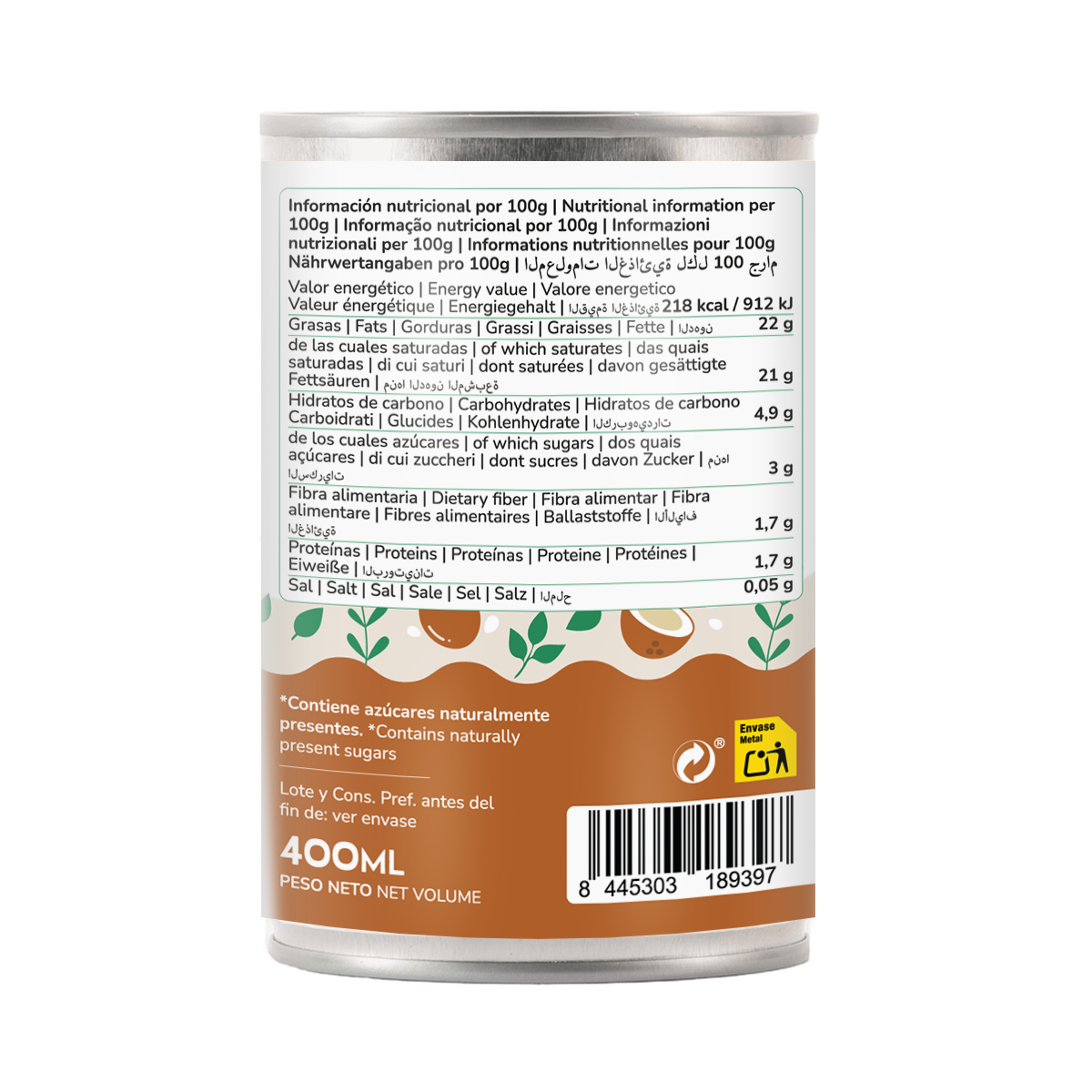 Creme de coco concentrado para cozinhar ECO Planeta Huerto 400 ml