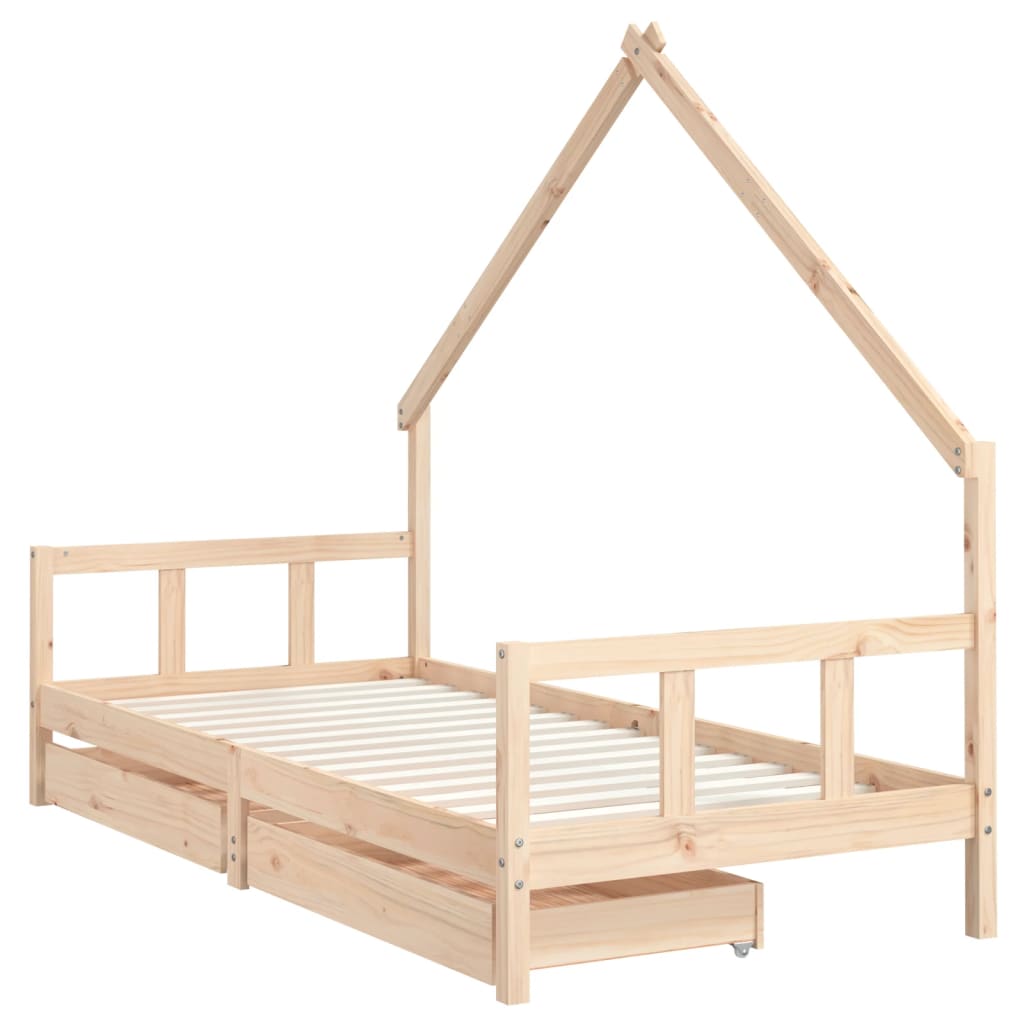 Estructura De Cama Infantil Con Cajones Madera Pino 90x190 Cm / Vetonek_2