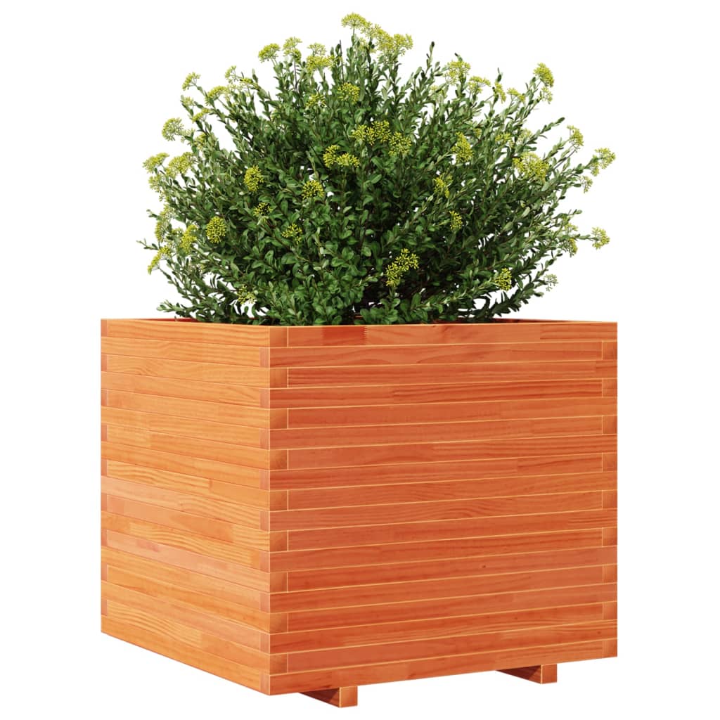 Jardinera Madera Maciza De Pino Marrón Cera 80x80x72 Cm_3