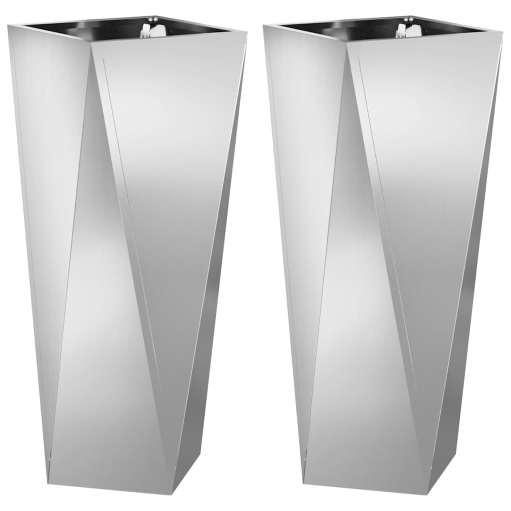 Jardinera 2 Uds. Plateado 30 X 30 X 75 Cm Acero Galvanizado_0