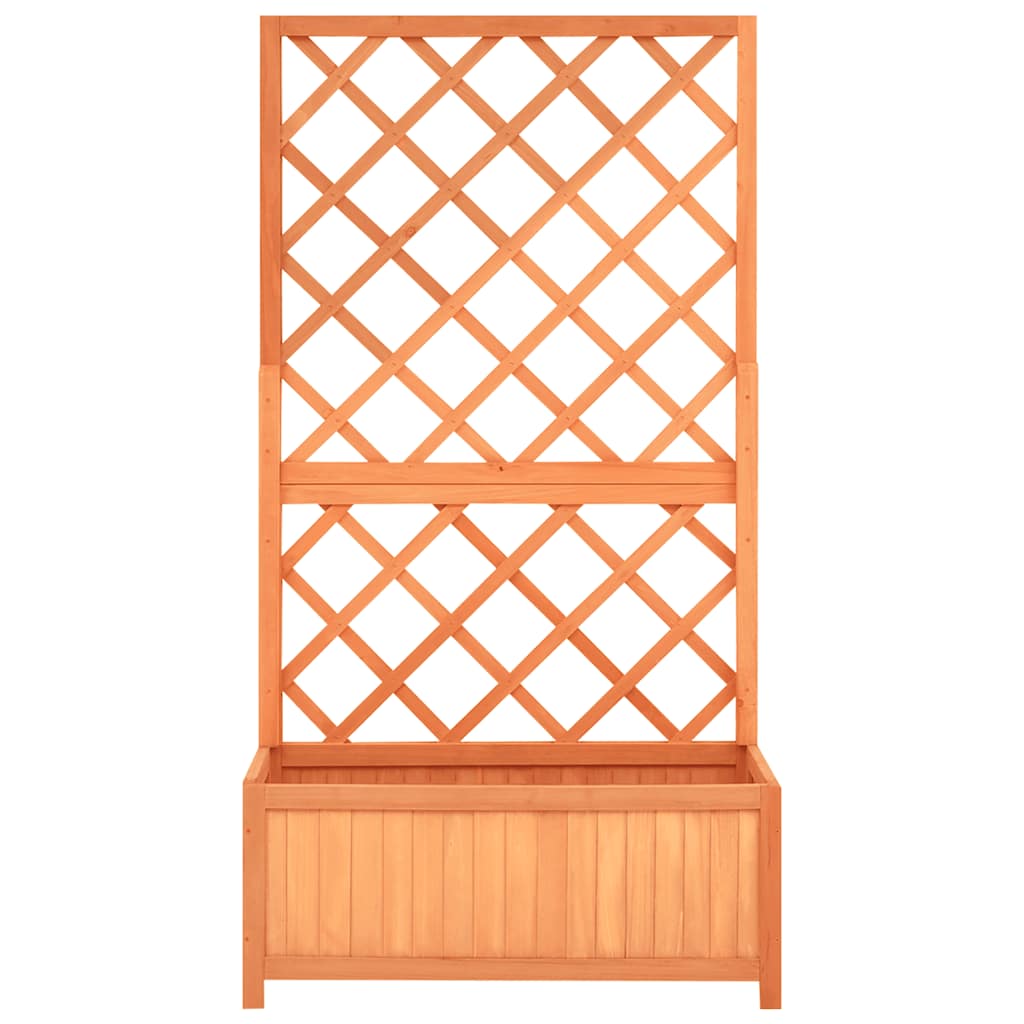 Jardinera Con Enrejado Marrón 70x30x135 Cm Madera Maciza De Abeto_2