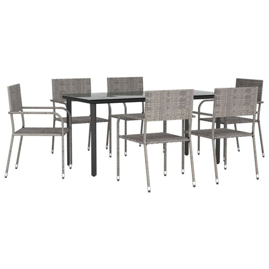 Vidaxl Juego De Comedor De Jardín 7 Piezas Ratán Sintético Gris_0
