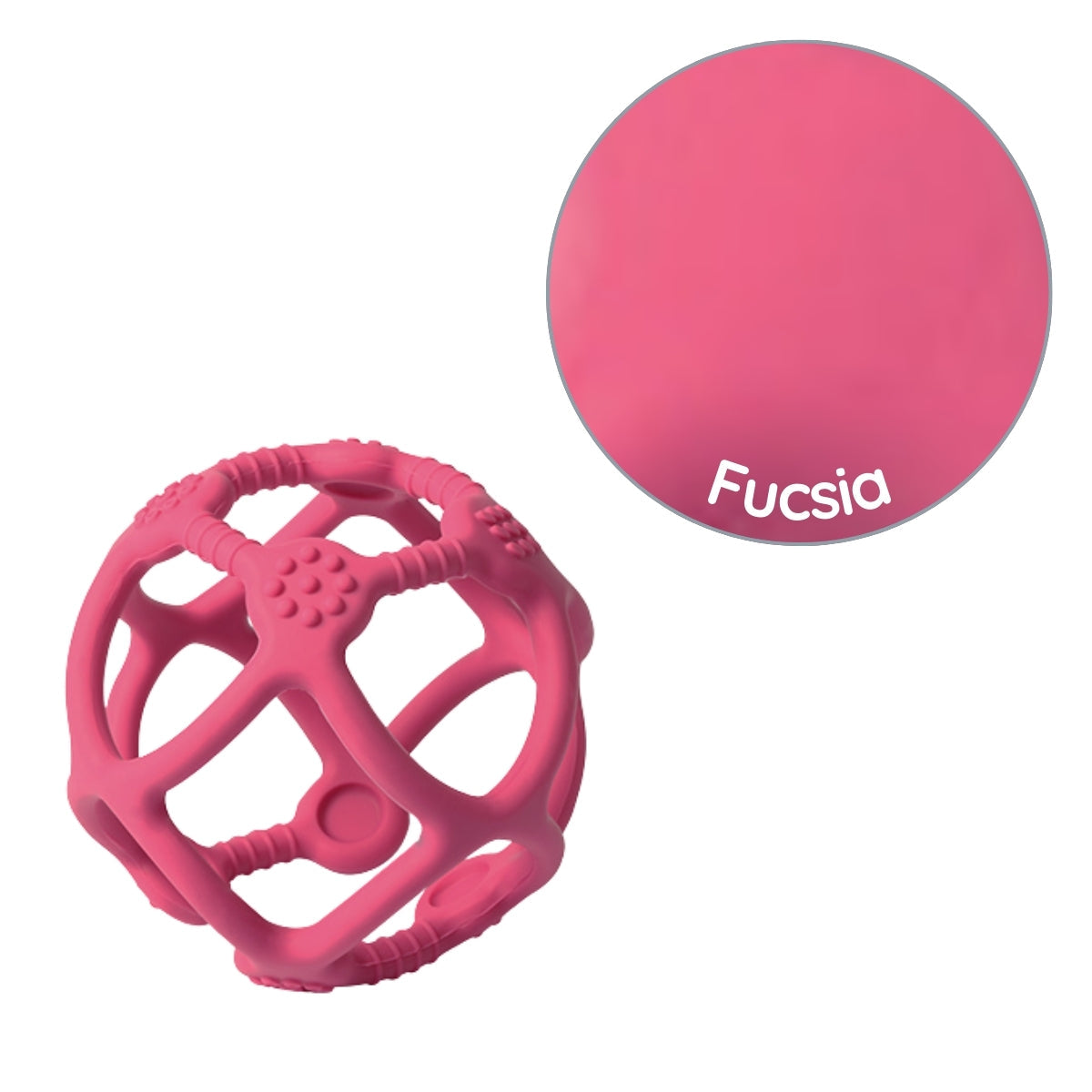 Mordedor De Silicona Pelota Ergonomica Fuscia_1