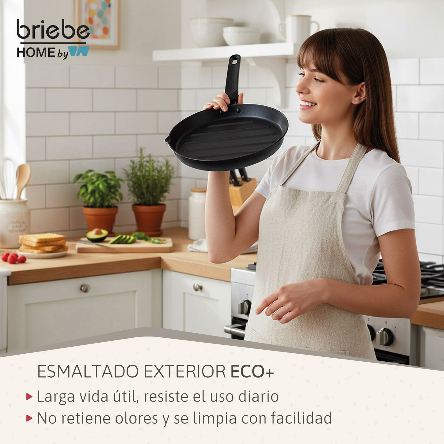 Briebe Grill Asador Sartén Inducción Acero Forjado 28cm Antiadherente Sin Pfoa, Fabricada En España, Mare, Azul_4
