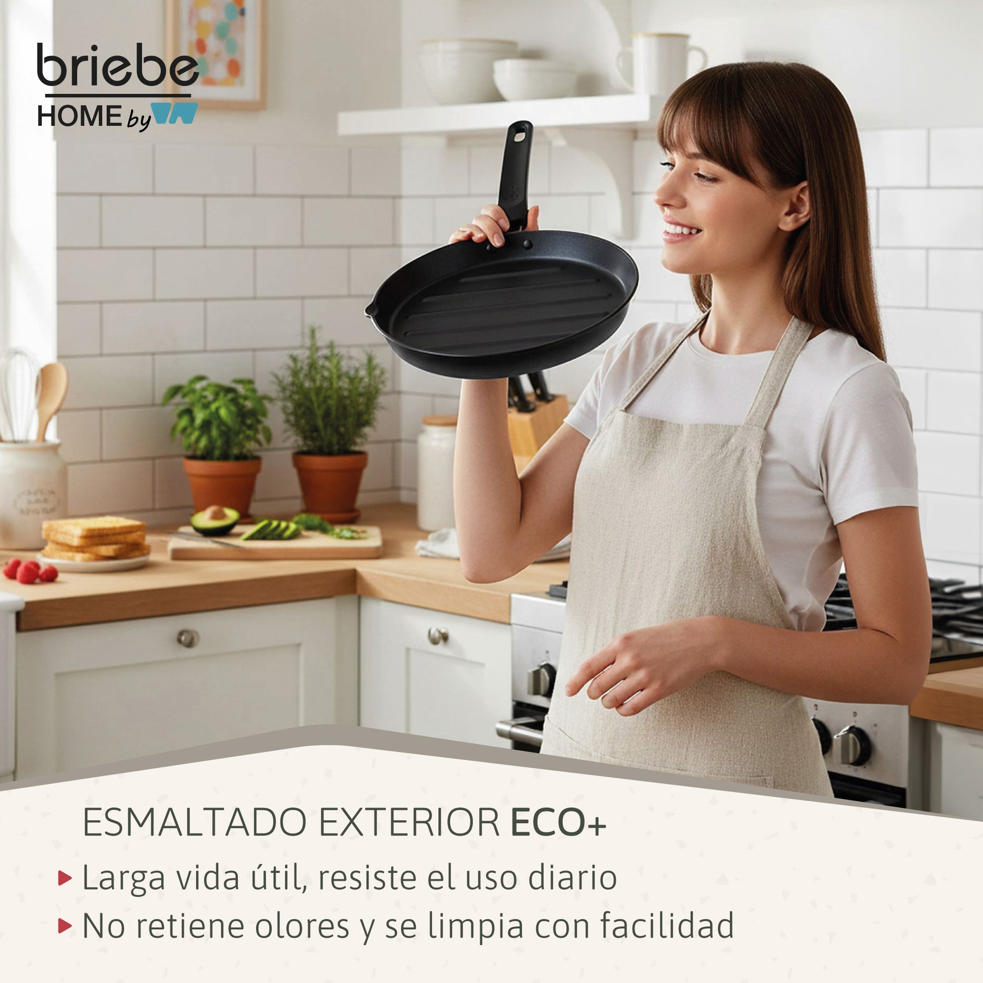Briebe Grill Asador Sartén Inducción Acero Forjado 28cm Antiadherente Sin Pfoa, Fabricada En España, Mare, Azul_4