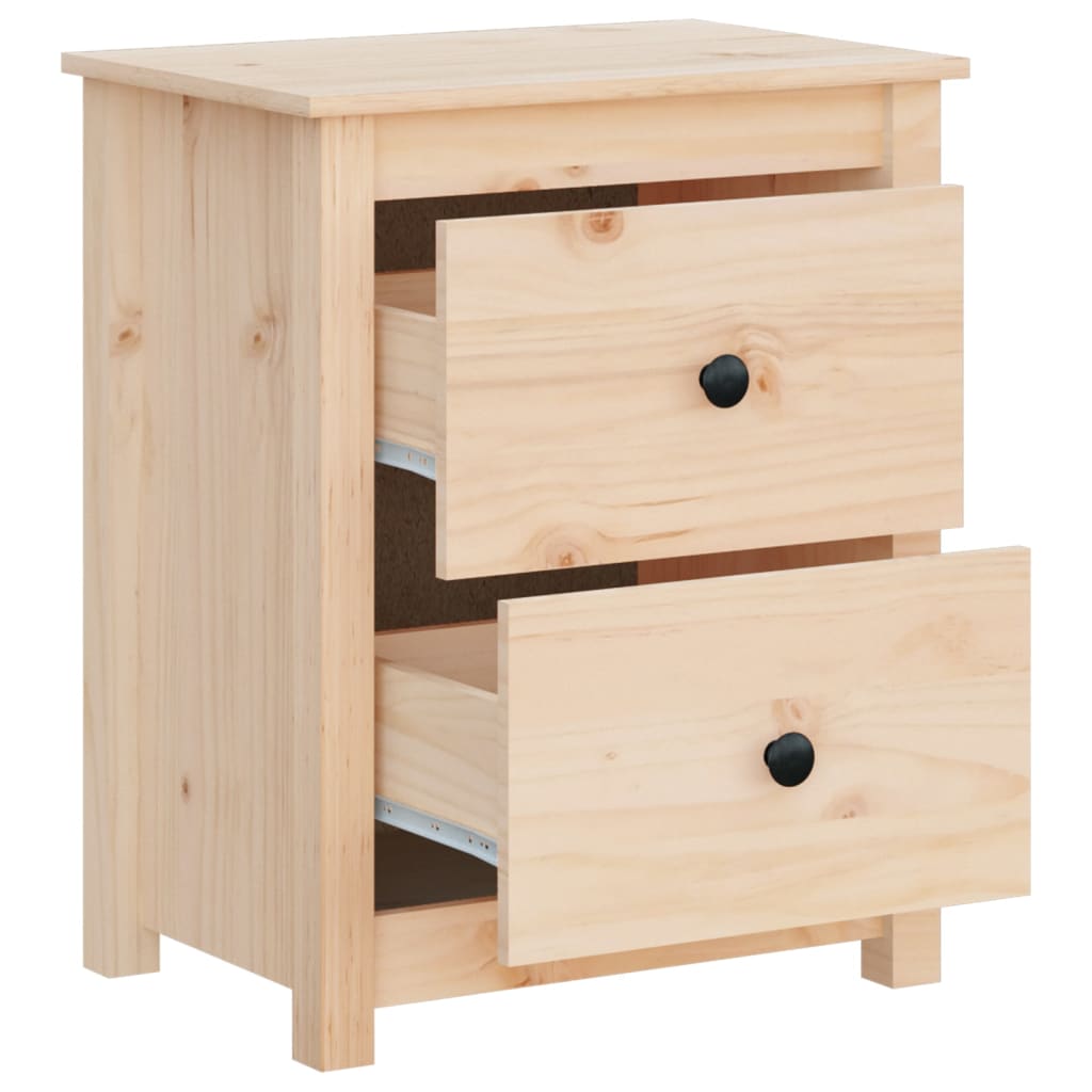 Mesita De Noche Madera Maciza De Pino 50x35x61,5 Cm_3