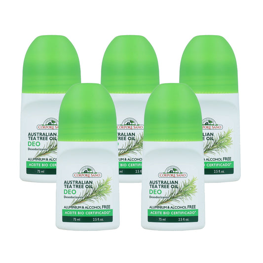 Pack 5x Desodorante roll-on árbol de té Corpore Sano 75 ml