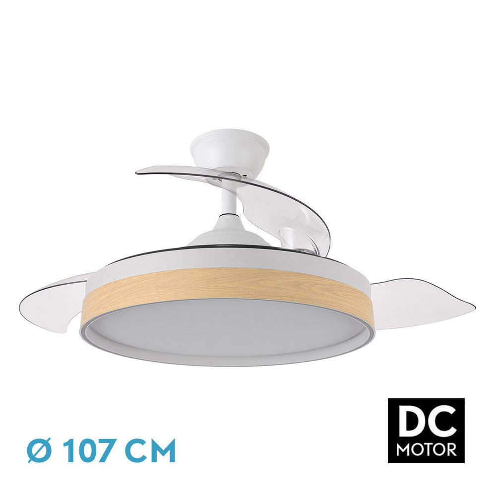 Ventilador Dc Iglu 72w 6120lm Blanco/haya 3asp.desplegables 32/47x50/107d.3colores, Remoto, Temporizador, Memoria_0