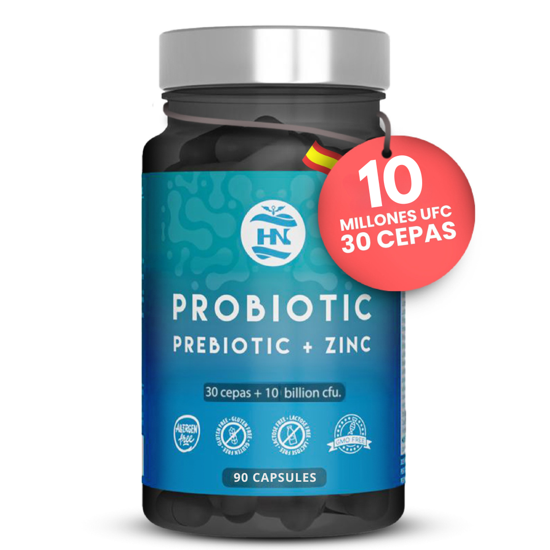 Probioticos Y Prebioticos Intestinales Con Zinc - 90 Caps - 30 Cepas Bacterianas + Inulina Para Apoyo Inmunológico_0
