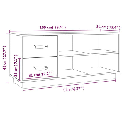 Banco Zapatero Madera Maciza De Pino Negro 100x34x45 Cm / Vetonek_2