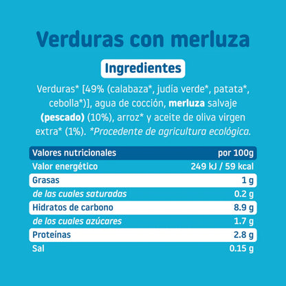 Embalagem de 3 frascos de vegetais e pescada biológica Smileat +6 meses 230g
