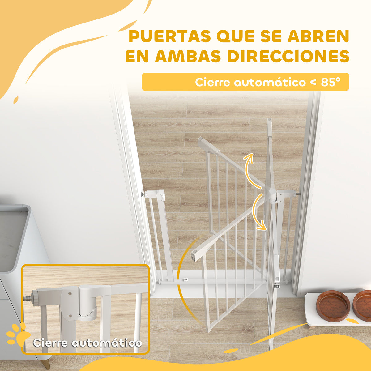 Pawhut Barrera De Seguridad Para Niños Y Perros Ancho De 76-81 Cm Blanco_4