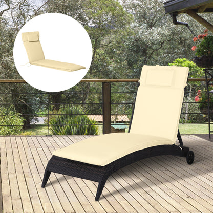 Outsunny Cojín Tumbona Exterior Solo 198x53x5cm Con Reposacabezas Crema_1