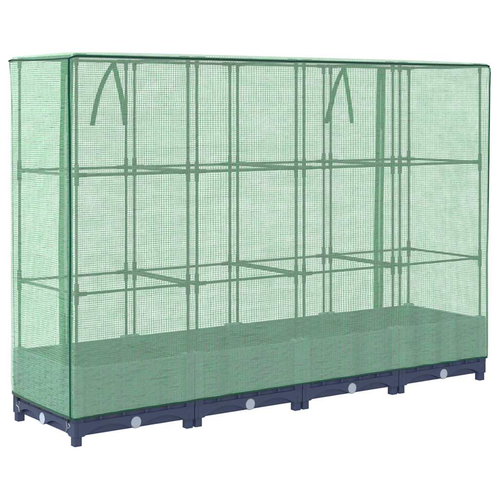 Jardinera Elevada Con Cubierta De Invernadero Aspecto Ratán 160x40x123 Cm_5