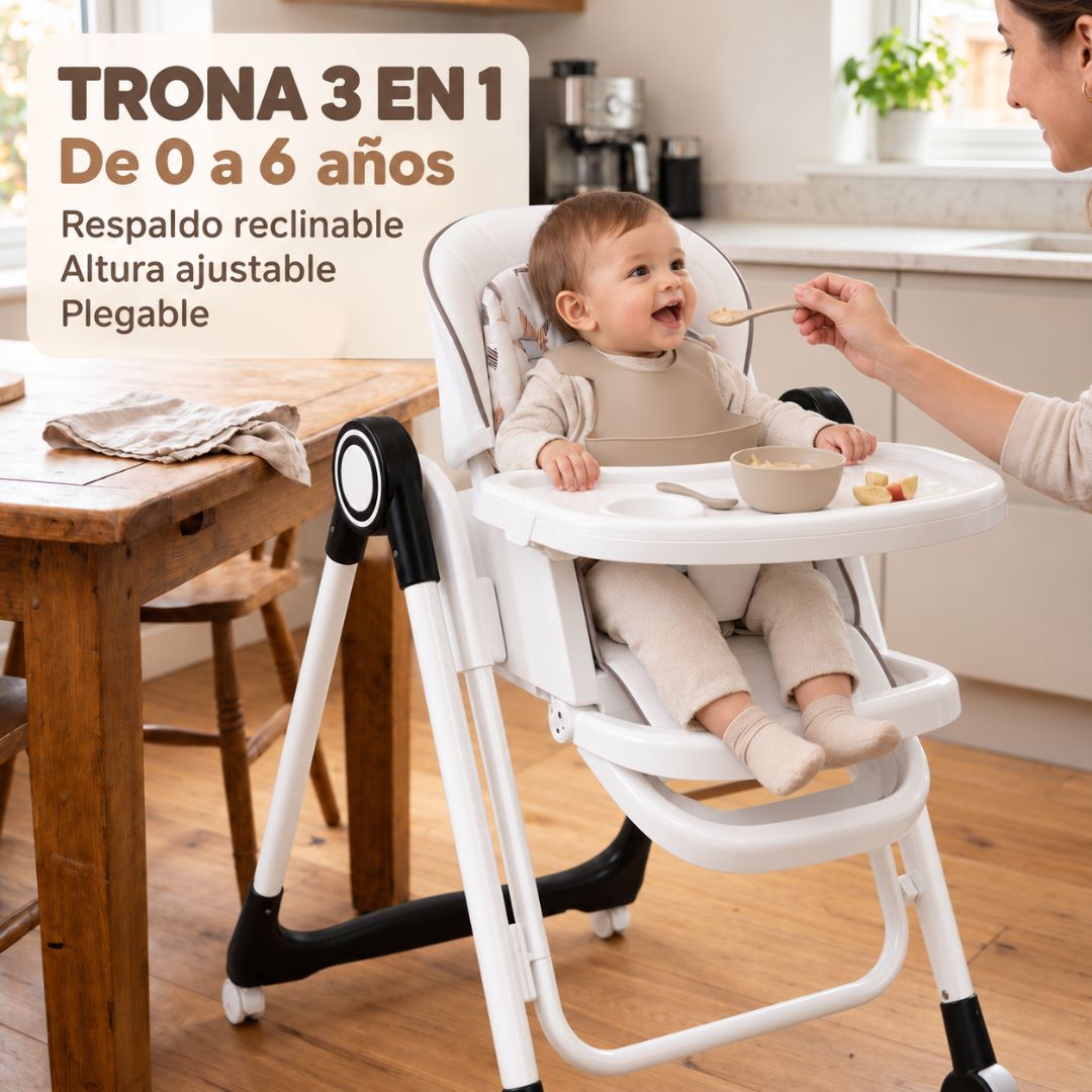 Trona Negra Evolutiva 3 En 1, Plegable Y Portátil, Reposapiés, Respaldo Y Bandeja Bathby_1