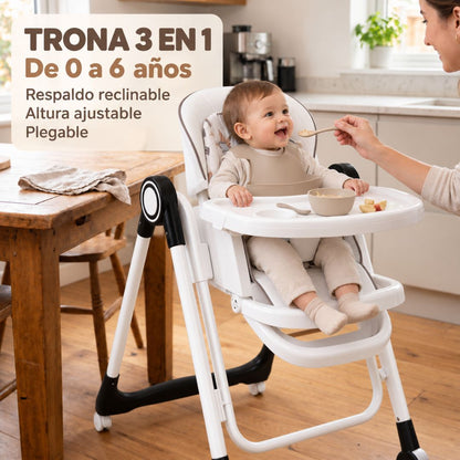 Trona Negra Evolutiva 3 En 1, Plegable Y Portátil, Reposapiés, Respaldo Y Bandeja Bathby_1