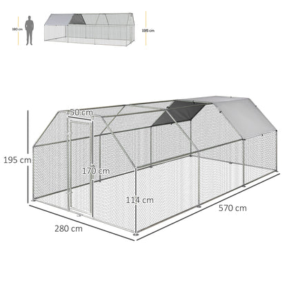 Pawhut Gallinero De Exterior 2,8x5,7x1,95 M Estructura De Metal Galvanizado Tela_2