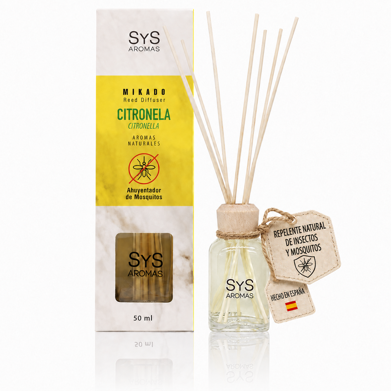 Mikado Citronela 50 ml | Aroma Natural Repelente Antimosquitos | Ambiente Fresco y Protegido | SYS Aromas_0
