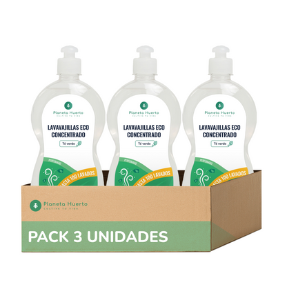 Pack de 3xPlaneta Huerto ECO Chá Verde Máquina de Lavar Louça Manual 750ml