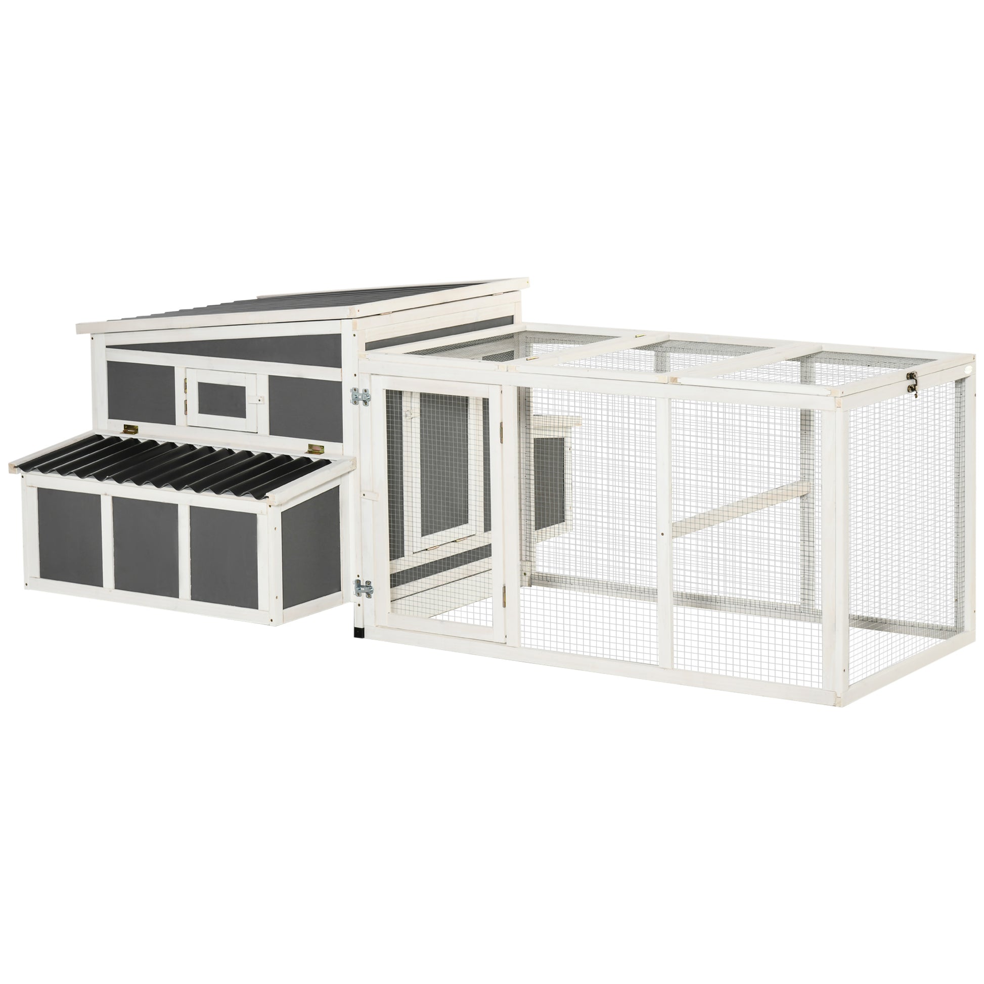 Pawhut Gallinero De Madera Exterior 225x147x85,5cm Para 6-8 Gallinas Con Corral_0