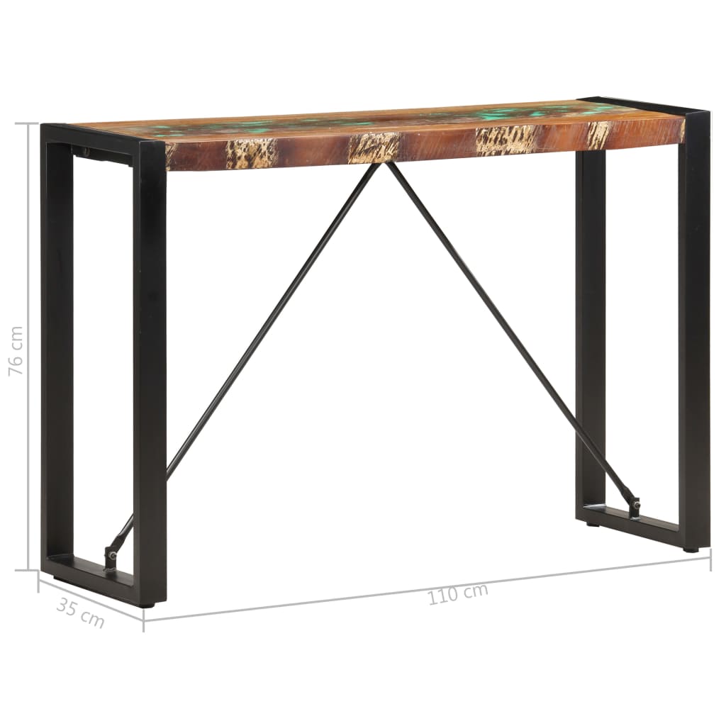 Mesa Consola De Madera Maciza Reciclada 110x35x76 Cm_3